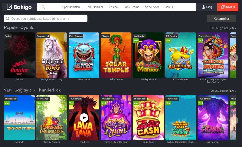 bahigo casino oyunları